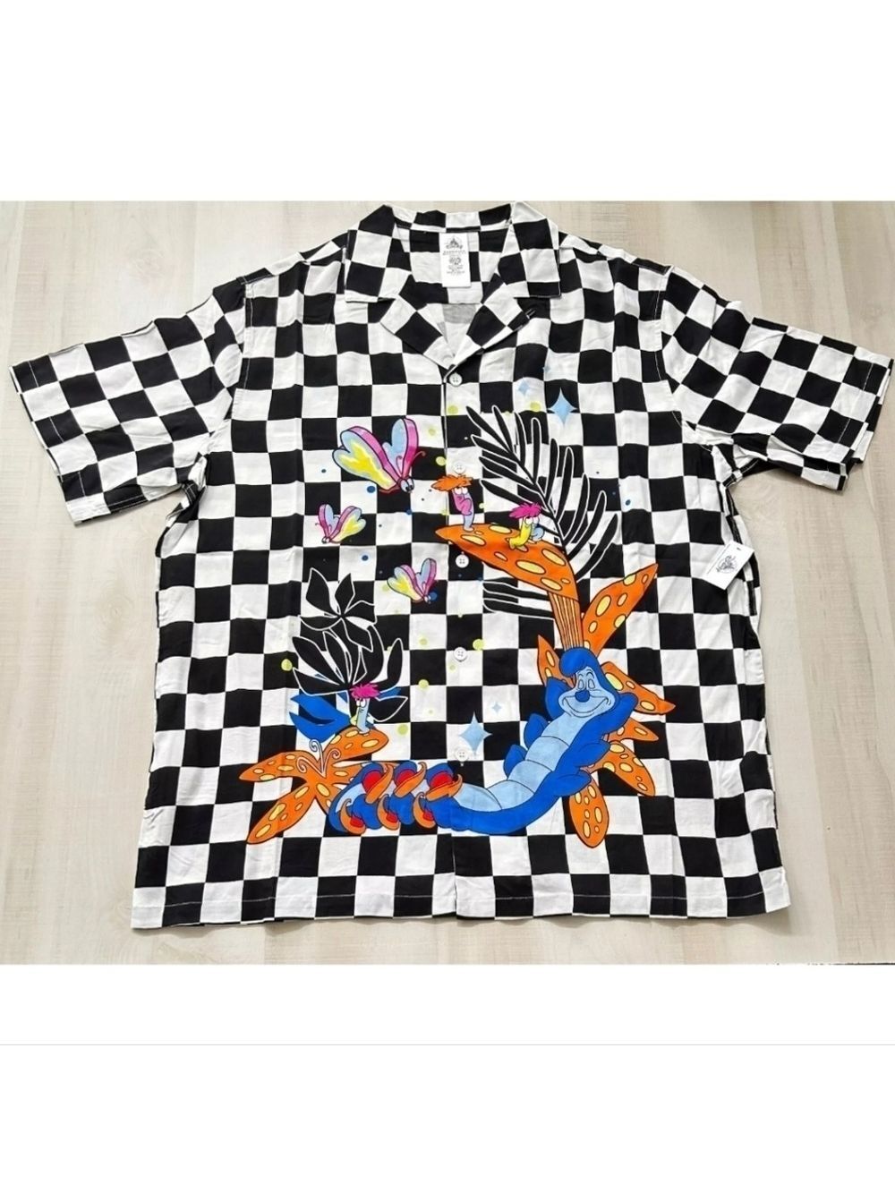 NWT Disney Alice In Wonderland Checkered Button Down Shirt XLarge Medium